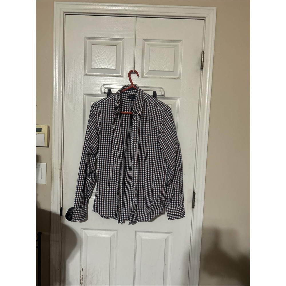 J Crew M  Slim Fit Dress Business Shirt Red White Blue Plaid